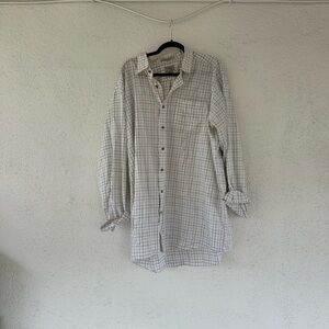 LL Bean Men's White Checkered Shirt - XXL Tall